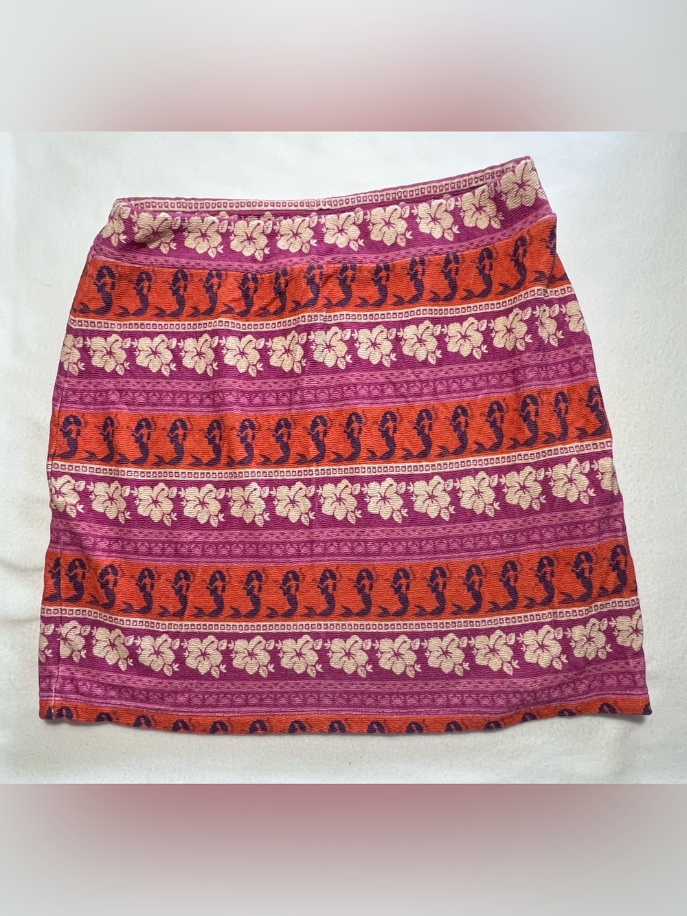 FARM Rio Pink Orange Floral & Seahorse Print Mini Skirt